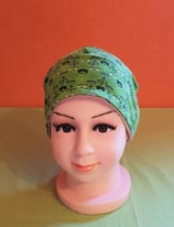 Beanie short Blumen/taupe-melliert KU 49/51