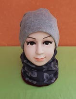 Halssocke Retro-grau/weinrot KU 44/48