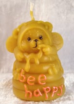 Bienenwachskerze Honigbär "Bee Happy", 6x7 cm