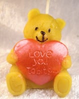 Bienenwachskerze Bär mit Herz, 4,5x6cm