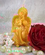 Bienenwachskerze kleiner goldener Engel, 3 x 7,5 cm