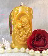 Bienenwachskerze Stumpen Heilige Familie, 4x9 cm