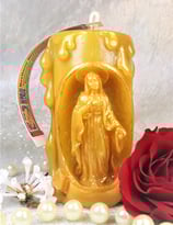 Bienenwachskerze Stumpen Jungfrau Maria, 4x9 cm