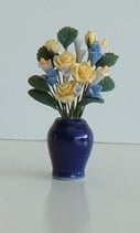 Dark Blue Ceramic Vase with Flowers