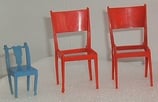 Pair Red & One Baby Blue Plastic chair