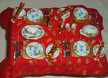 15pc Red Blue & Green Floral Dining Set