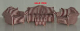 Red & White Striped 8-Piece Sofa Set