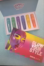 Set con 6 Evidenziatori tintaunita glitterati, confezione scatola