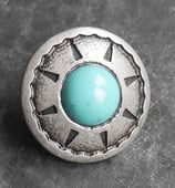 Concho rond natif vieil argent - turquoise