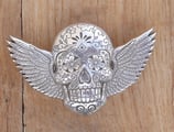 Concho pour cuir tête de mort mexicaine  - ailes