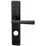 Türdrückergarnitur - HAGER 10.140H/10.142 Serie Roveredo - geschmiedet, patiniert - für Haustüren - Drückervierkant 9 mm - mit Langschild RZ 78