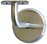 Handlaufstütze - Edelstahl - abgebogen 90° - mit flacher Auflageplatte - mit Abdeckrosette