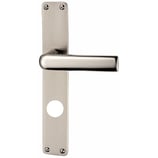 Türdrückergarnitur - HAGER 23.1144H/23.1043H Serie Milano - vernickelt - für Haustüren - Drückervierkant 9 mm - mit Langschild RZ 78