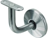 Handlaufstütze - Edelstahl - abgebogen 90° - mit flacher Auflageplatte - mit Abdeckrosette
