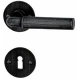 Türdrückergarnitur - HAGER 10.139/10.195 Serie Basel - geschmiedet, patiniert - für Zimmertüren - Drückervierkant 8 mm