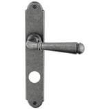 Türdrückergarnitur - HAGER 12.10H/12.159H Serie Stubai - geschmiedet, thermopatiniert - für Haustüren - Drückervierkant 9 mm - mit Langschild RZ 78