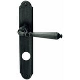 Türdrückergarnitur - HAGER 10.14H/10.159H Serie Manoir - geschmiedet, patiniert - für Haustüren - Drückervierkant 9 mm - mit Langschild RZ 78