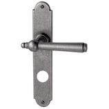 Türdrückergarnitur - HAGER 12.138H/12.159H Serie Bern - geschmiedet, thermopatiniert - für Haustüren - Drückervierkant 9 mm - mit Langschild RZ 78