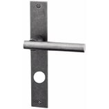 Türdrückergarnitur - HAGER 12.136H/12.132H Serie Modulo - geschmiedet, thermopatiniert - für Haustüren - Drückervierkant 9 mm - mit Langschild RZ 78