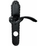 Türdrückergarnitur - HAGER 10.116H/10.118H Serie Zillertal - geschmiedet, patiniert - für Haustüren - Drückervierkant 9 mm - mit Langschild RZ 78