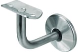 Handlaufstütze - Edelstahl - abgebogen 90° - mit Schalenauflage für runden Handlauf - mit Abdeckrosette