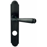 Türdrückergarnitur - HAGER 10.10H/10.159H Serie Stubai - geschmiedet, patiniert - für Haustüren - Drückervierkant 9 mm - mit Langschild RZ 78