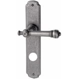 Türdrückergarnitur - HAGER 12.158H/12.33H Serie Werdenberg - geschmiedet, thermopatiniert - für Haustüren - Drückervierkant 9 mm - mit Langschild RZ 78