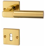 Türdrückergarnitur - HAGER 20.1167/20.1420 Serie Bauhaus - Messing poliert - für Zimmertüren - Drückervierkant 8 mm