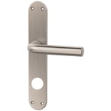 Türdrückergarnitur - MEGA 33.230/35.455 - vernickelt - für Haustüren - Drückervierkant 9 mm - mit Langschild RZ 78