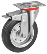 Lenkrolle 2026 - mit Feststeller - Lauffläche Gummi - mit Anschraubplatte