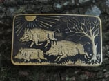 Gürtelschnalle Wildschweine Messing
