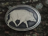 Gürtelschnalle Wildschwein Neusilber