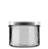 Konfitüren Glas weisser/schwarzer Deckel