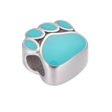 Edelstahl Bead Pfote Farbig Silber/Turquoise