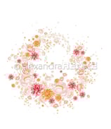 Designpapier 'Zarter Pfingstrosen-Dahlien-Kranz