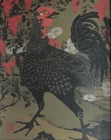 伊藤若冲「南天雄鶏図」作品のみ　※和紙に印刷