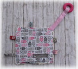 Knistertuch «Eulen rosa-grau»