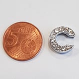 Lettera C Acciaio con Strass 14mm gancio passante