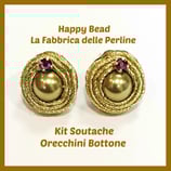 Kit Soutache Button Earrings Metal Green Gold