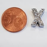 Perlina Acciaio con Strass Lettera X 14mm gancio passante