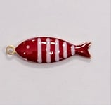 Ciondolo Metallo Smaltato Pesce 20X6mm  ROSSO/BIANCO