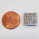 Simbolo Quadrato Acciaio con Strass 15mm gancio passante