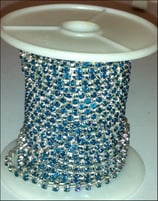 Catena Strass 2mm Turchese base Argentata 1/2 metro