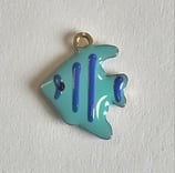 Ciondolo Metallo Smaltato Pesce Angelo 12mm  AZZURRO/BLU