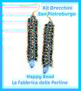 Kit Orecchini Punto San Pietroburgo Doppio Versione Piccola Azzurro / Oro