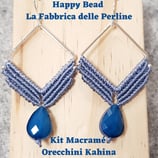 Kit Macramé Orecchini Kahina color Azzurro GRANDE base oro