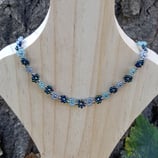 Kit Miyuki Collana / Bracciale Flora versione Gemstone Blu/Grigio