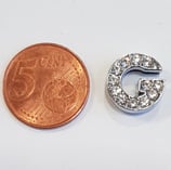 Lettera G Acciaio con Strass 14mm gancio passante