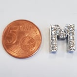 Lettera M Acciaio con Strass 14mm gancio passante