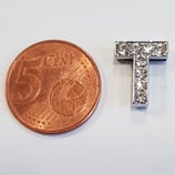 Lettera T Acciaio con Strass 14mm gancio passante